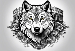 tattoo with a wolf and the Roman Colosseum. tattoo idea