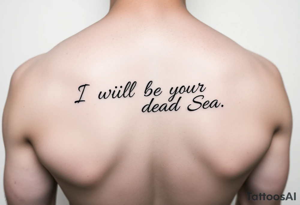 Feminine fine line tattoo representing the following quote “I will be your Dead Sea”. Black lines only. Use pics that represent the sea tattoo idea