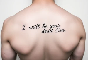 Feminine fine line tattoo representing the following quote “I will be your Dead Sea”. Black lines only. Use pics that represent the sea tattoo idea