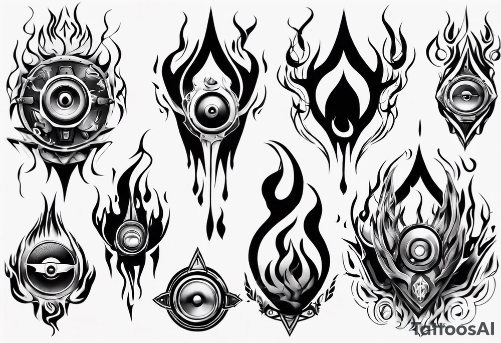 speaker flame tattoo idea