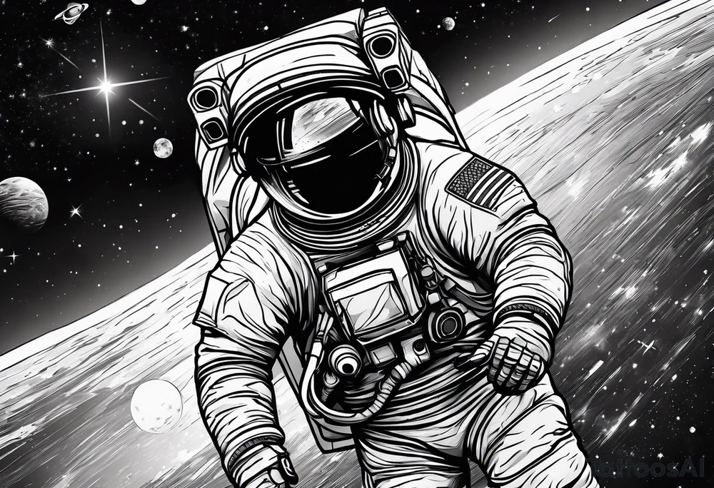 astronaut floating in space tattoo idea