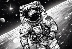 astronaut floating in space tattoo idea