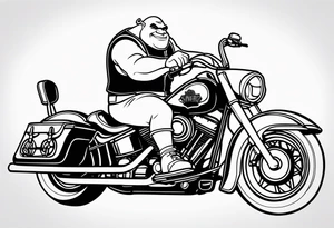 Shrek riding a Harley davidson tattoo idea