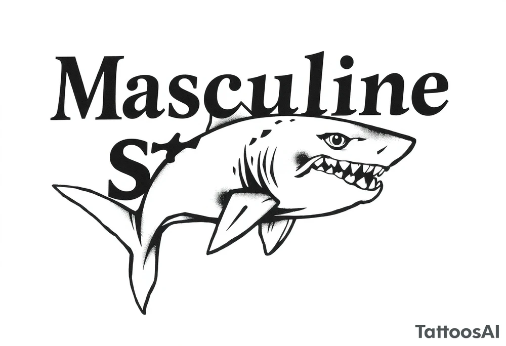 Masculine strong shark flowing tattoo idea