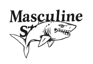 Masculine strong shark flowing tattoo idea