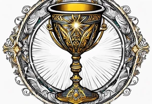 chalice surrounded by golden halo tattoo idea