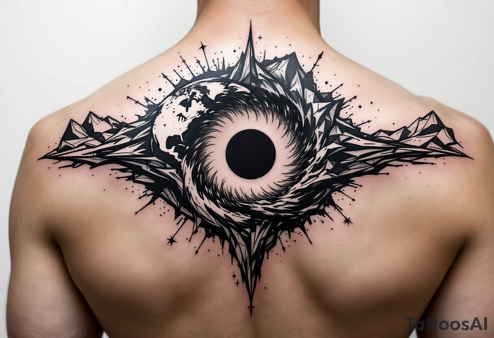 2 different worlds on both sides of a black hole tattoo idea