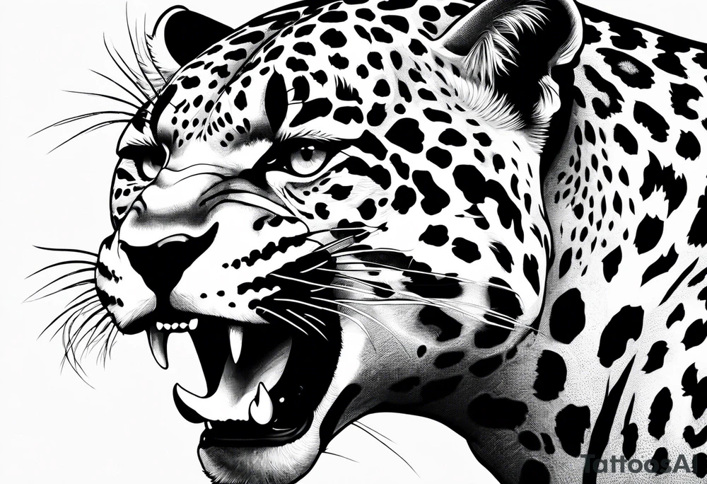 patch writhing jaguar, top side view, running, full jaguar body tattoo idea
