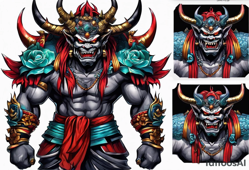 Cyber oni tattoo idea