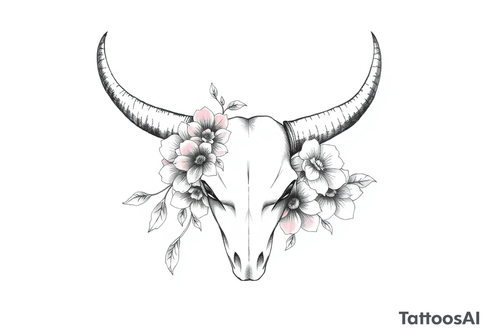 Just bull horns 
with flowers tattoo idea