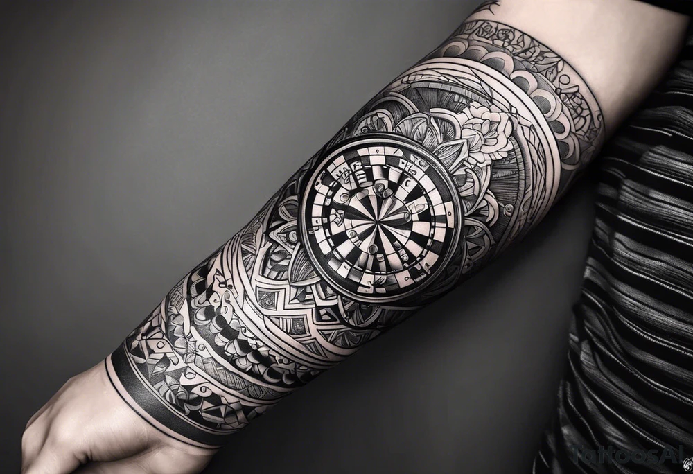 “Lifes is a gamble” Quote arm sleeve tattoo idea