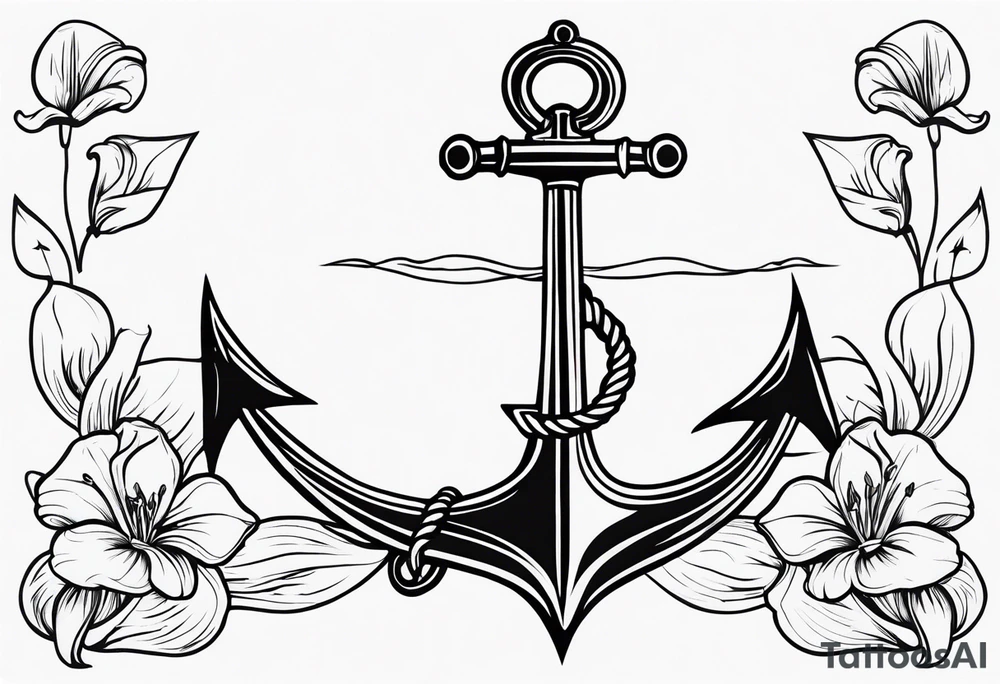 anchor medieval lilly tattoo idea