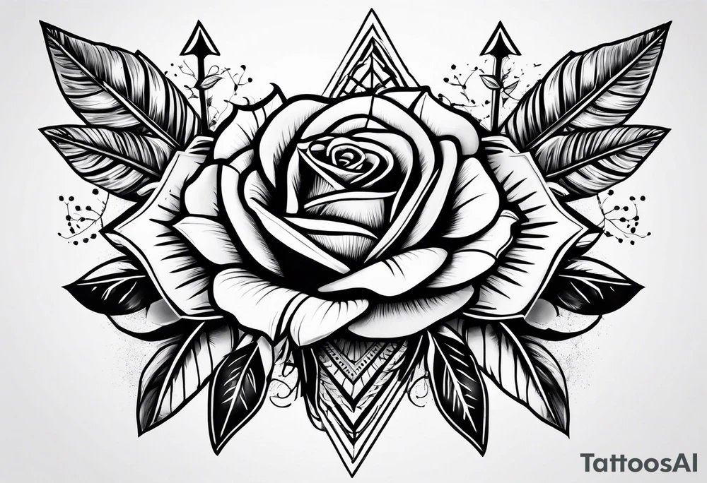 five Indian arrows going through a single rose on a forearm tattoo idea