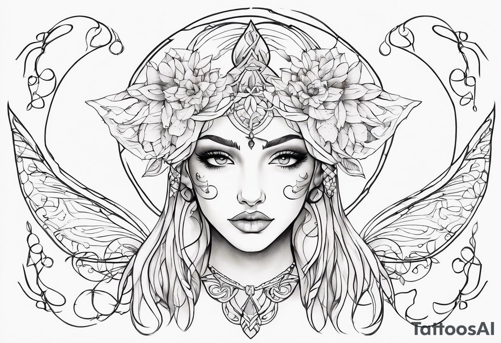 Elfe mit spitzen ohren nd geflochtenen zöpfen tattoo idea