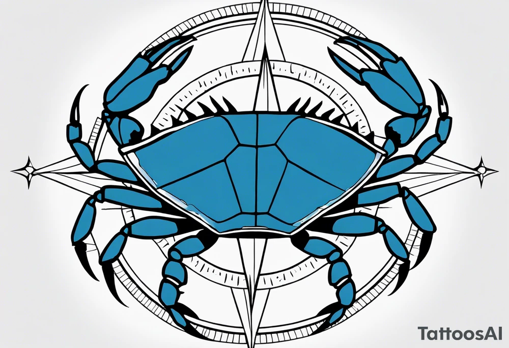 blue crab compass, nautical design for a female tattoo idea blue crab compass, nautical design for a female tattoo idea