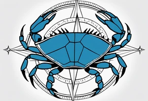 blue crab compass, nautical design for a female tattoo idea