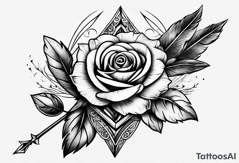 five Indian arrows going through a single rose on a forearm tattoo idea