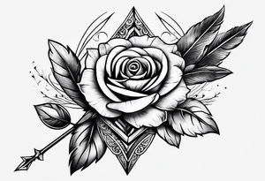 five Indian arrows going through a single rose on a forearm tattoo idea