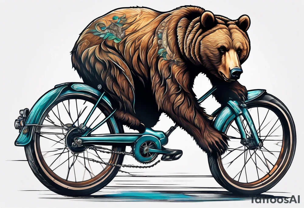 bear riding a bicycle tattoo idea