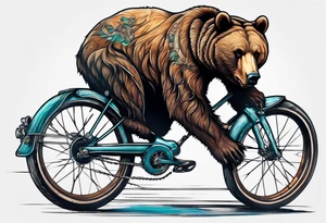 bear riding a bicycle tattoo idea