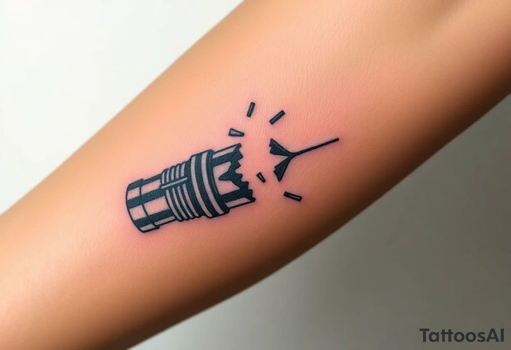 Light saber broken hilt showing pieces tattoo idea