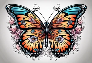 animal butterfly , flower tattoo idea
