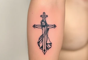 Jesus praying cross tattoo idea