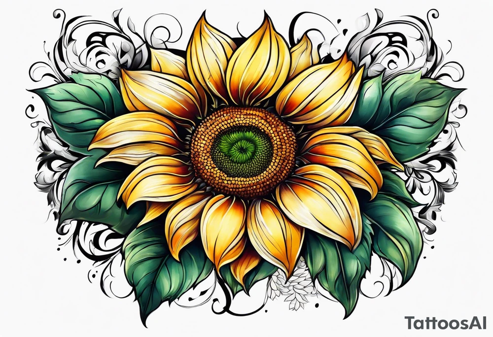 Flower fire an a sunflower tattoo idea