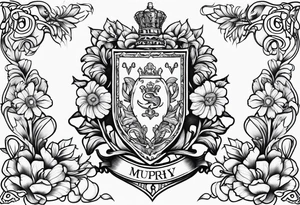 Murphy family crest with su flowers tattoo idea