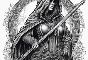 full body Female grim reaper tattoo idea