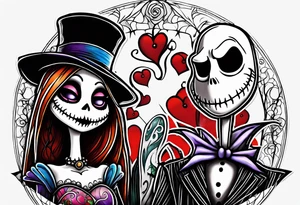 couples nightmare before Christmas with jack skellington and sally tattoo idea