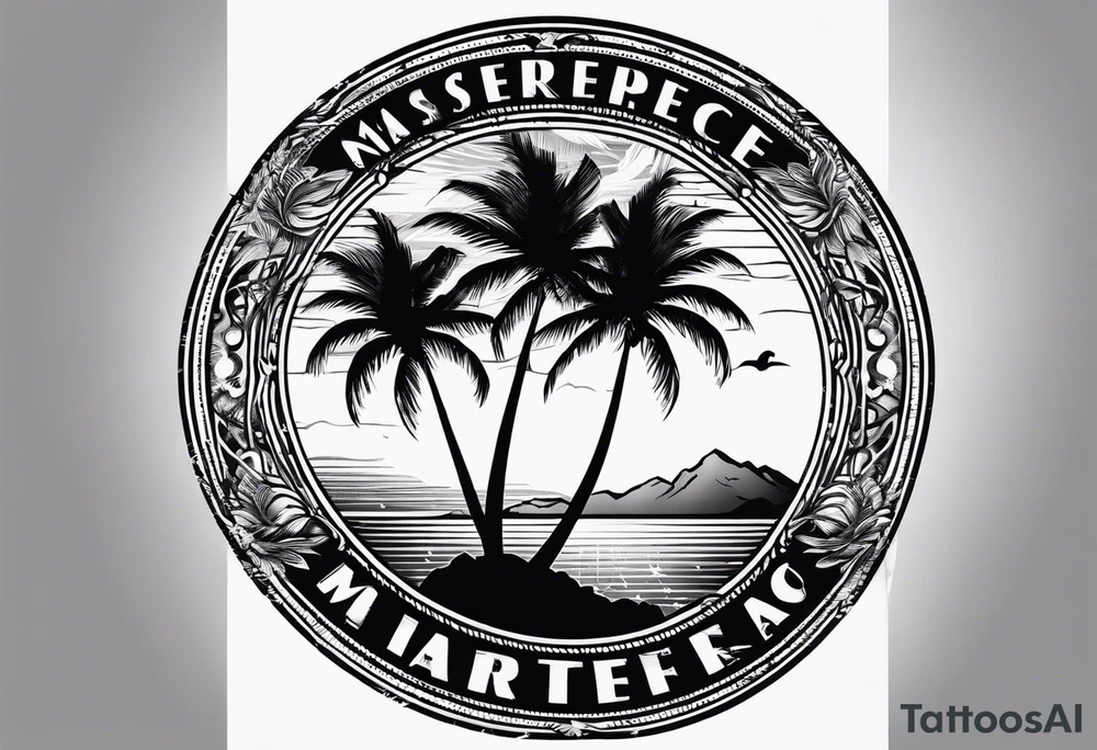 Postage stamp with palm tree tattoo idea