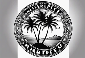 Postage stamp with palm tree tattoo idea