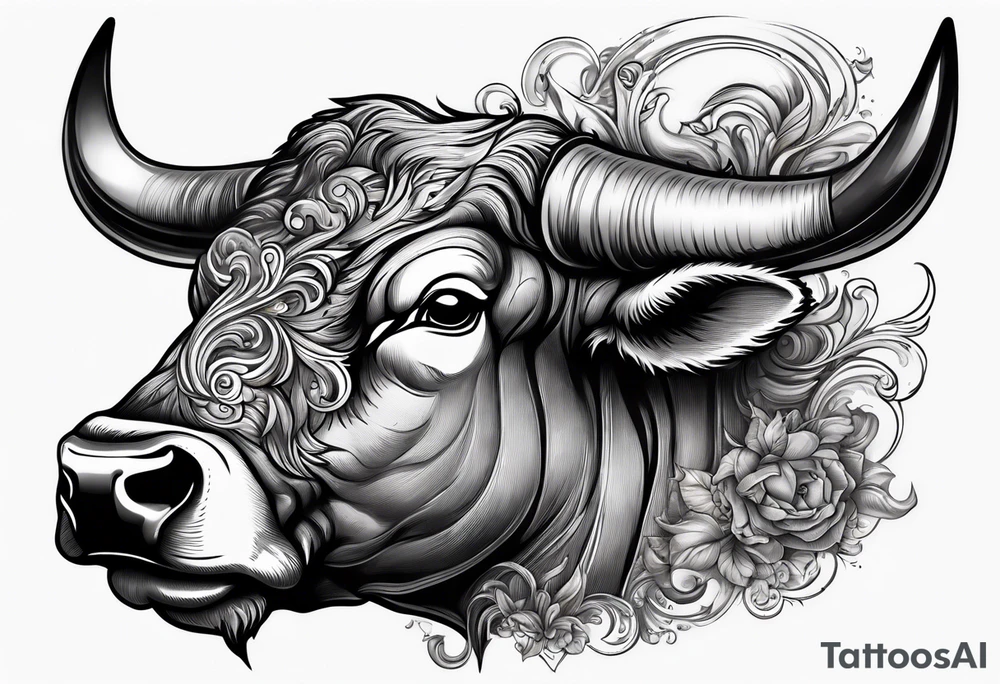 A powerful bull and steam coming out of his notrils tattoo idea