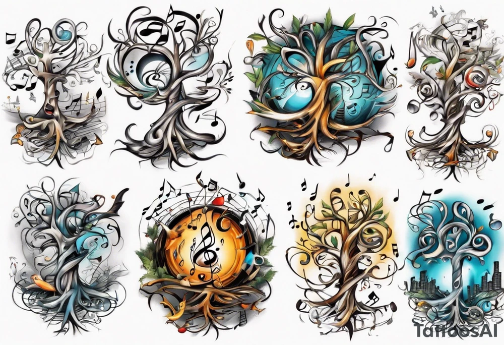 music speaker note tree stave notes tattoo idea