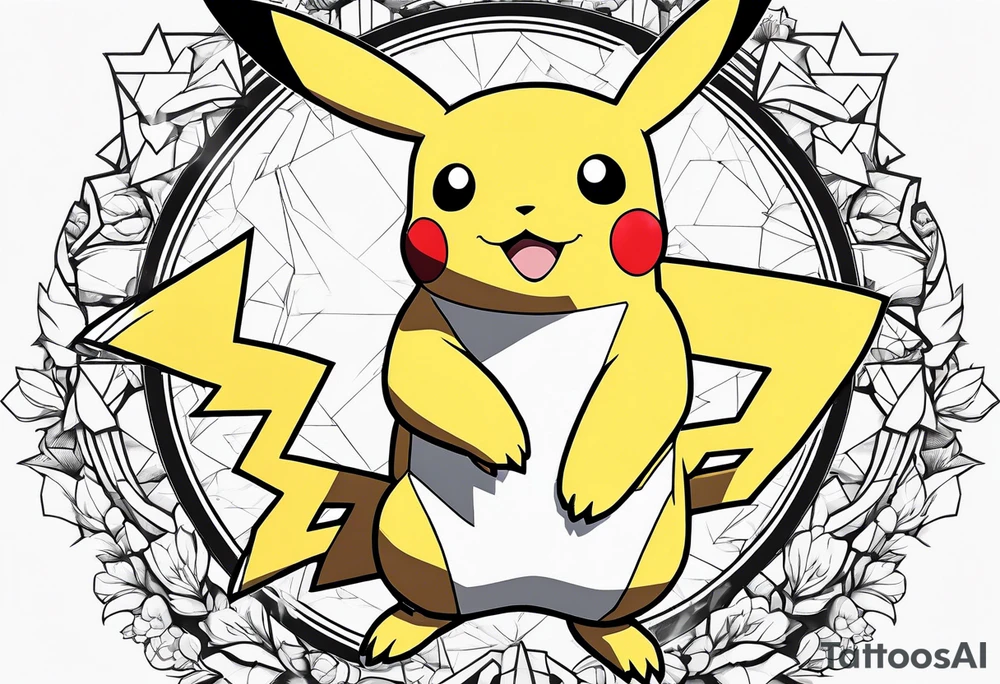 Pikachu pokemon statue tattoo idea