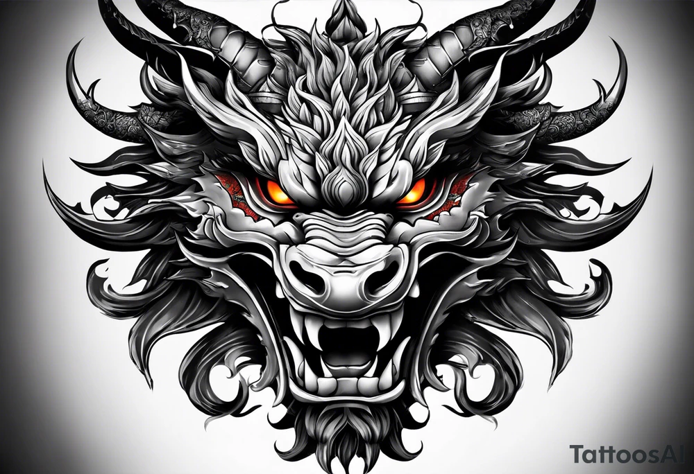 firedragon mask tattoo idea