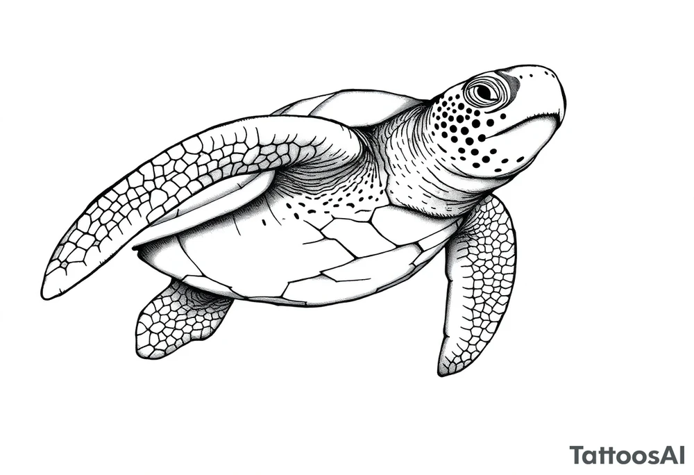 Majestic Sea turtle in the ocean tattoo idea