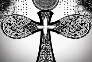 ankh mixed tribal whole arm tattoo idea