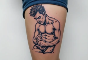 pathetic beta male with disgusting saggy body and limp dick on his knees offering money tattoo idea