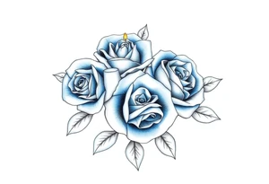 Blue, roses, short candles, water tattoo idea