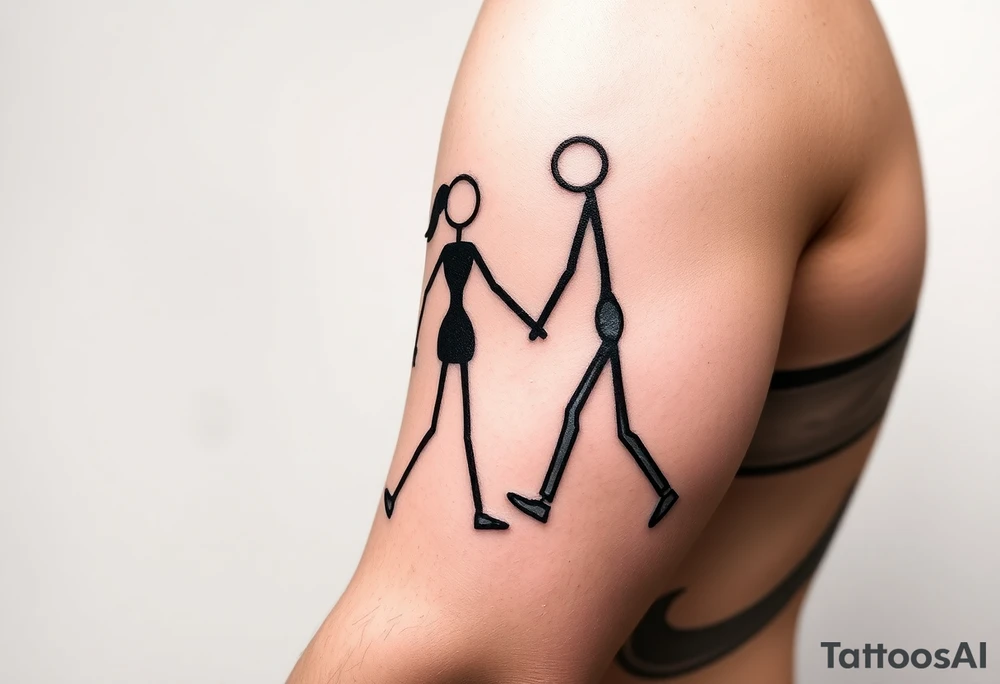 stick figures walking holding hands tattoo idea