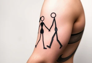 stick figures walking holding hands tattoo idea