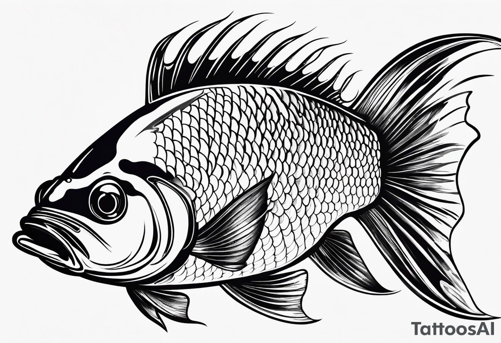 Swimming fish that is curved tattoo idea