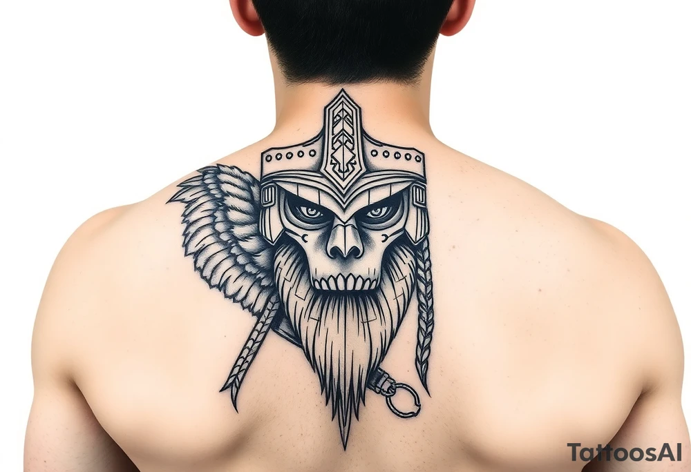 Slavyk bogatyr with helmet tattoo idea