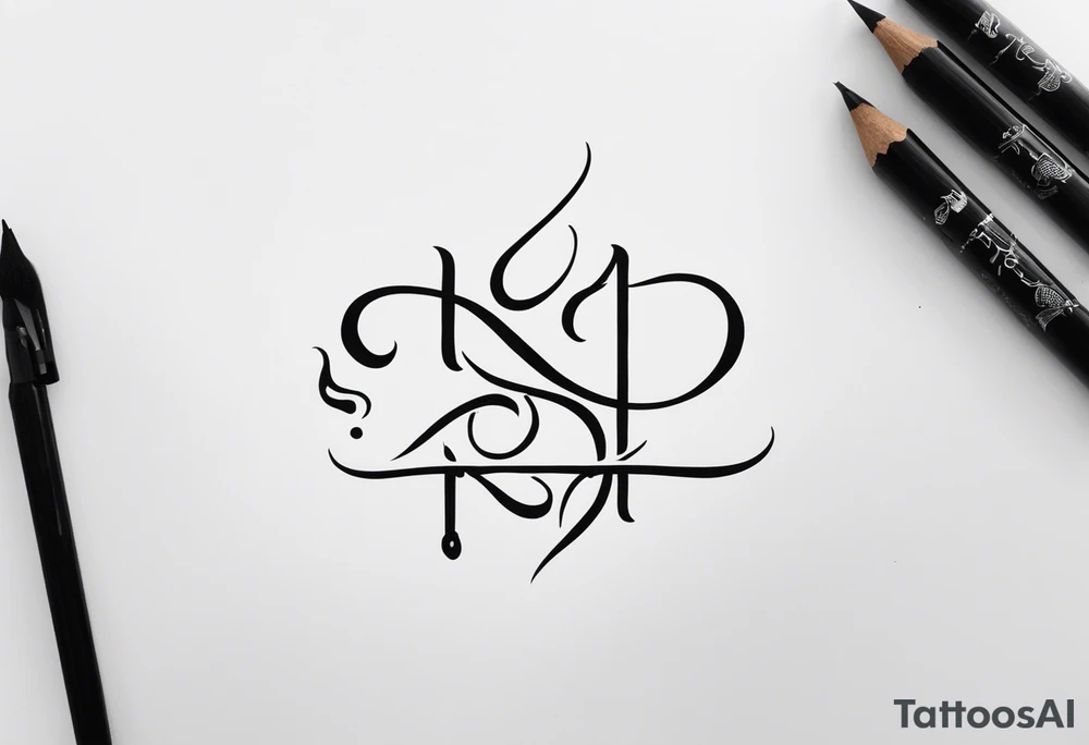 Tattoo ਨਿਰਭਉ ਨਿਰਵੈਰ written in Gurmukhi written text. Add fire and heart to symbolize strength and love tattoo idea
