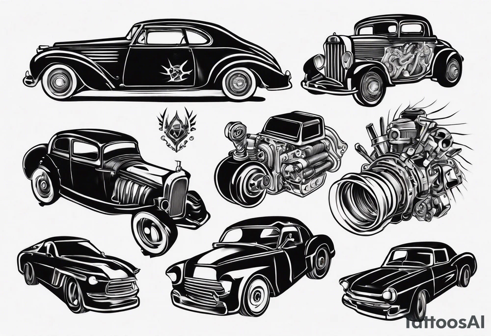 car engine tattoo idea
