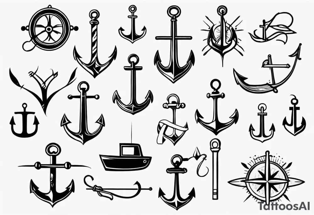 cool hooks/anchors that mix with my name finn tattoo idea