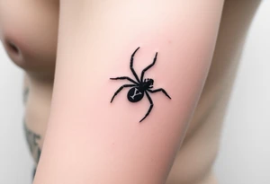 Black widow Spider crawling down sideways with the letter Y on the body of the spider tattoo idea