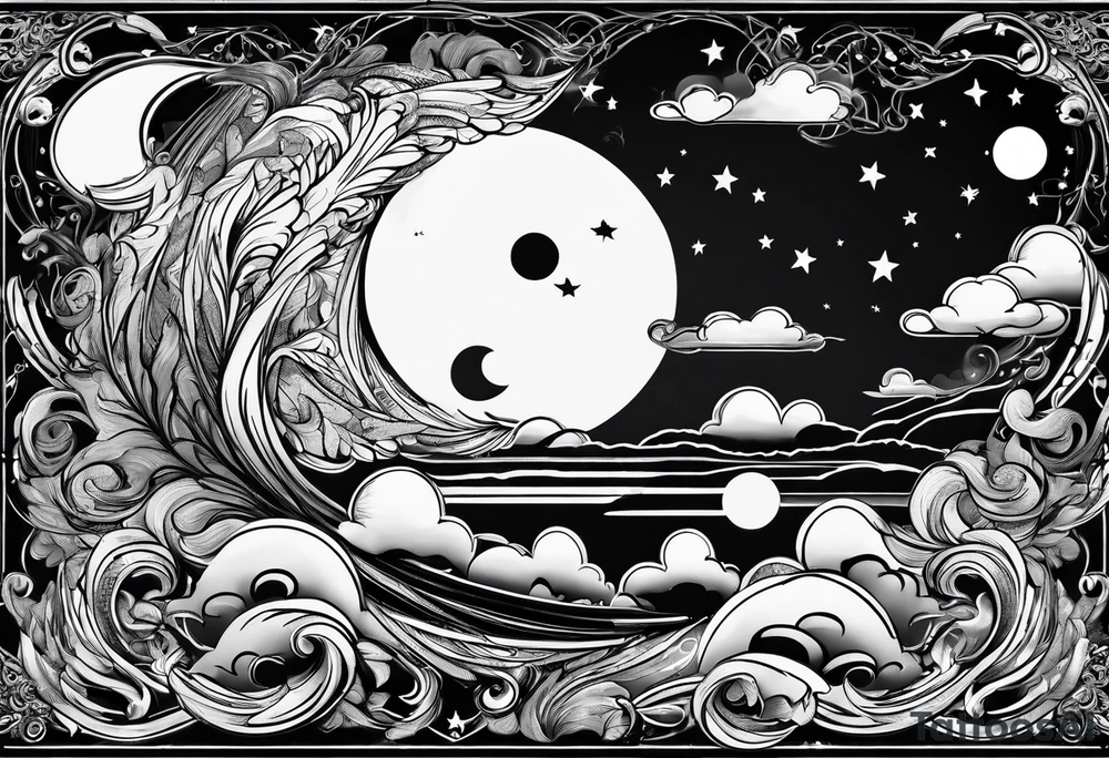 Moon blowing smoke tattoo idea